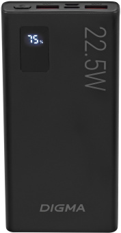 Мобильный аккумулятор Digma DGPF10A 10000mAh QC3.0/PD3.0 22.5W 3A 2xUSB-A/USB-C черный (DGPF10A22PBK) - купить недорого с доставкой в интернет-магазине