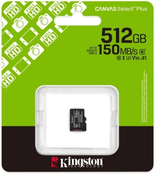 Флеш карта microSDXC 512GB Kingston SDCS3/512GBSP Canvas Select Plus V30 A1 w/o adapter - купить недорого с доставкой в интернет-магазине