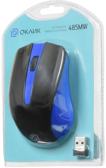 Мышь Оклик 485MW черный/синий оптическая 1000dpi беспров. USB для ноутбука 3but (997826) - купить недорого с доставкой в интернет-магазине