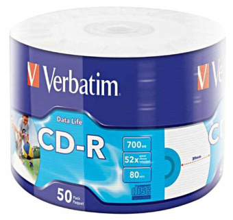 Диск CD-R Verbatim 700Mb 52x bulk (50шт) Printable (43794) - купить недорого с доставкой в интернет-магазине