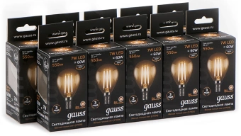 Лампа светодиодная Gauss 7Вт цок.:E14 шар 220B св.свеч.бел.теп. P45 (упак.:10шт) (105801107) - купить недорого с доставкой в интернет-магазине