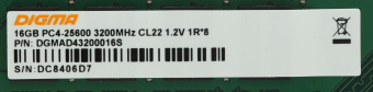 Память DDR4 16GB 3200MHz Digma DGMAD43200016S RTL PC4-25600 CL22 DIMM 288-pin 1.2В single rank Ret - купить недорого с доставкой в интернет-магазине