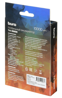 Мобильный аккумулятор Buro T4-10000 10000mAh 2A 2xUSB черный (T4-10000-BK) - купить недорого с доставкой в интернет-магазине