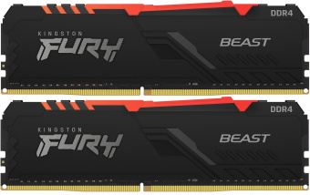 Память DDR4 2x8GB 3200MHz Kingston KF432C16BB2AK2/16 Fury Beast RGB RTL Gaming PC4-25600 CL16 DIMM 288-pin 1.35В kit dual rank с радиатором Ret - купить недорого с доставкой в интернет-магазине