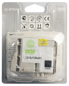 Картридж струйный Cactus CS-EPT0481 T0481 черный (16мл) для Epson Stylus Photo R200/R220/R300/R320/R340/RX500/RX600/RX620/RX640 с чипом - купить недорого с доставкой в интернет-магазине