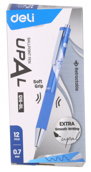 Ручка шариков. автоматическая Deli Upal EQ16-BL синий мет. d=0.7мм син. черн. резин. манжета - купить недорого с доставкой в интернет-магазине