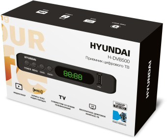 Ресивер DVB-T2 Hyundai H-DVB500 черный - купить недорого с доставкой в интернет-магазине