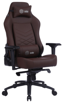 Кресло игровое Cactus CS-CHR-0112BR коричневый эко.кожа с подголов. крестов. сталь - купить недорого с доставкой в интернет-магазине