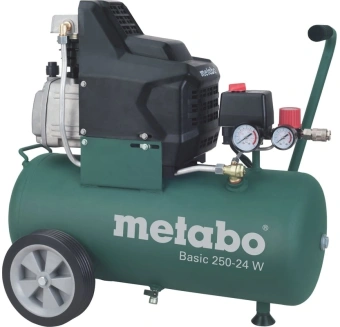 Компрессор поршневой Metabo Basic 250-24 W масляный 200л/мин 24л 1500Вт зеленый - купить недорого с доставкой в интернет-магазине