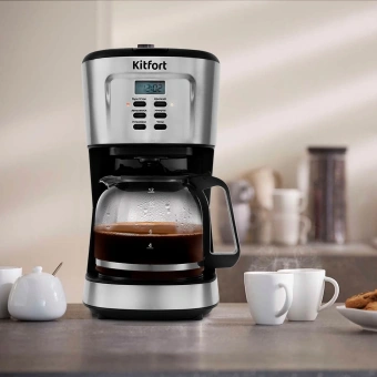 Кофеварка капельная Kitfort KT-727 900Вт черный/серебристый - купить недорого с доставкой в интернет-магазине
