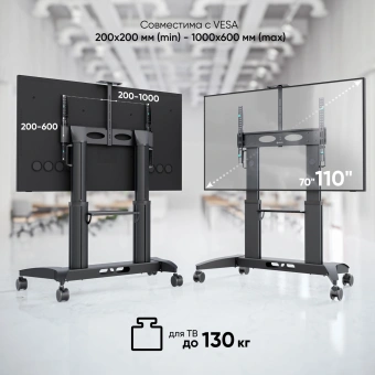 Подставка для телевизора Onkron TS2821 черный 70"-110" макс.145кг напольный мобильный - купить недорого с доставкой в интернет-магазине
