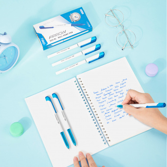 Ручка шариков. Deli Arrow EQ23-BL белый/голубой d=0.7мм син. черн. (1шт) - купить недорого с доставкой в интернет-магазине