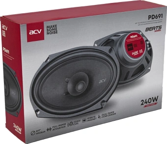 Колонки автомобильные ACV PD-691 BEATS (без решетки) 240Вт 91дБ 4Ом 16x23см (6x9дюйм) (ком.:2кол.) коаксиальные однополосные - купить недорого с доставкой в интернет-магазине