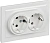Розетка силов. IEK Brite РСш12-3-БрБ BR-R24-16-K01-F 2розет. двойн. скрыт. зазем. штор. IP20 белый (упак.:1шт)