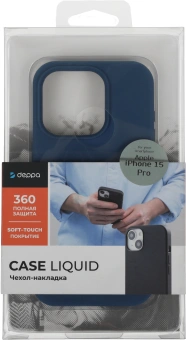 Чехол (клип-кейс) Deppa для Apple iPhone 15 Pro Liquid Silicone синий - купить недорого с доставкой в интернет-магазине