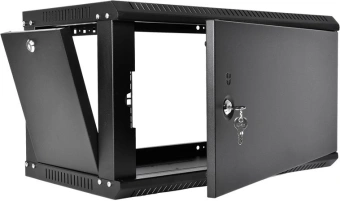 Шкаф коммутационный ЦМО ШРН-Эконом (ШРН-Э-6.350.1-9005) настенный 6U 600x350мм пер.дв.стал.лист 85кг черный 300мм 11кг 180град. 345мм - купить недорого с доставкой в интернет-магазине