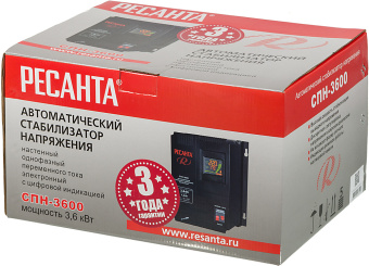 Стабилизатор напряжения Ресанта СПН-3600 однофазный черный (63/6/25) - купить недорого с доставкой в интернет-магазине