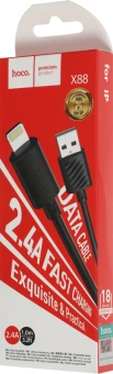 Кабель Hoco X88 Gratified USB (m)-Lightning (m) 1м черный коробка - купить недорого с доставкой в интернет-магазине