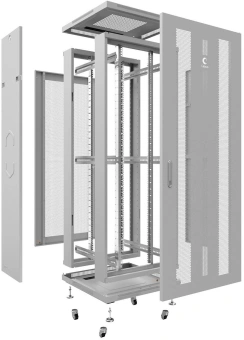 Шкаф коммутационный Cabeus (ND-05C-18U60/60) напольный 18U 600x600мм пер.дв.перфор. задн.дв.перфор. 800кг серый 500мм 46.7кг 220град. 988мм IP20 сталь - купить недорого с доставкой в интернет-магазине