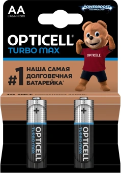 Батарея Opticell Turbo MAX LR6 AA (2шт) блистер - купить недорого с доставкой в интернет-магазине