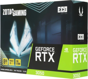 Видеокарта Zotac PCI-E 4.0 RTX 3050 ECO NVIDIA GeForce RTX 3050 8Gb 128bit GDDR6 1777/14000 HDMIx1 DPx3 HDCP Ret - купить недорого с доставкой в интернет-магазине