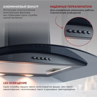 Вытяжка каминная MBS Ruta 150 Glass Black черный стекло управление: кнопочное (1 мотор) - купить недорого с доставкой в интернет-магазине