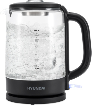 Чайник электрический Hyundai HYK-G3402 1.7л. 2200Вт серый/серебристый корпус: стекло/пластик - купить недорого с доставкой в интернет-магазине