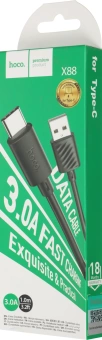 Кабель Hoco X88 Gratified X88 GRATIFIED TYPE-C USB (m)-USB Type-C (m) 1м черный - купить недорого с доставкой в интернет-магазине