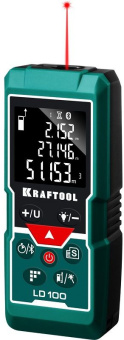 Лазерный дальномер Kraftool LD-100 2кл.лаз. 650нм цв.луч. красный в кейсе (34765) - купить недорого с доставкой в интернет-магазине