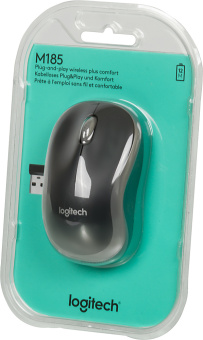 Мышь Logitech M185 серый/черный оптическая (1000dpi) беспроводная USB1.1 для ноутбука (2but) - купить недорого с доставкой в интернет-магазине