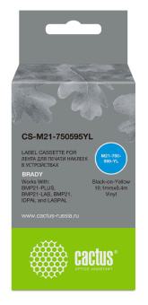 Картридж ленточный Cactus CS-M21-750595YL черный на желтом 19.1x6.4 для Brady BMP21-PLUS, BMP21-LAB - купить недорого с доставкой в интернет-магазине