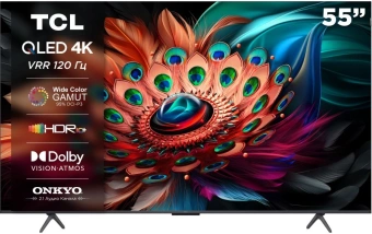 Телевизор QLED TCL 55" 55C655-CN черный 4K Ultra HD 60Hz DVB-T DVB-T2 DVB-C DVB-S DVB-S2 USB WiFi Smart TV - купить недорого с доставкой в интернет-магазине