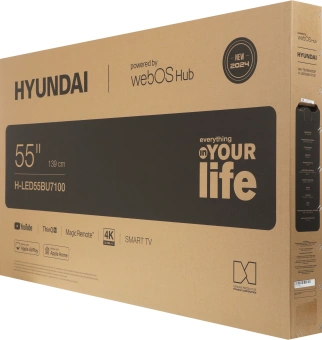 Телевизор LED Hyundai 55" H-LED55BU7100 WebOS Frameless Metal серый/серый 4K Ultra HD 60Hz MEMC DVB-T DVB-T2 DVB-C DVB-S DVB-S2 USB WiFi Smart TV - купить недорого с доставкой в интернет-магазине