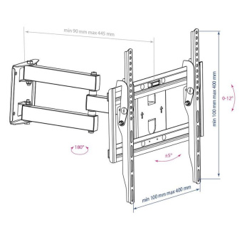 Кронштейн для телевизора Arm Media PT-15 NEW черный 32"-55" макс.35кг настенный поворотно-выдвижной и наклонный - купить недорого с доставкой в интернет-магазине