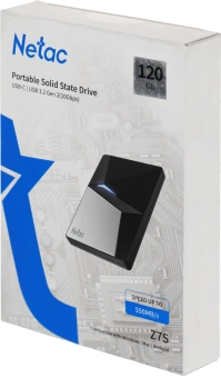 Накопитель SSD Netac USB-C 120GB NT01Z7S-120G-32BK Z7S 2.5" черный - купить недорого с доставкой в интернет-магазине