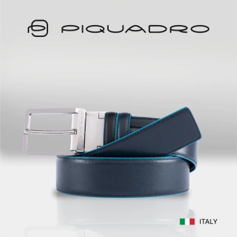 Ремень мужской Piquadro Blue Square CU2619B2/NBLU2 черный/темно-синий натур.кожа - купить недорого с доставкой в интернет-магазине