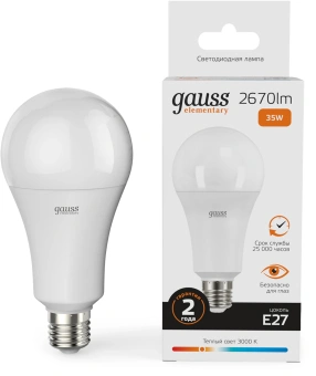Лампа светодиодная Gauss Globe Elementary 35Вт цок.:E27 груша 220B св.свеч.бел.теп. А67 (упак.:10шт) (70215) - купить недорого с доставкой в интернет-магазине