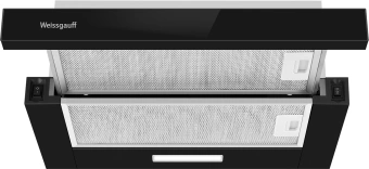 Вытяжка встраиваемая Weissgauff TEL 500 Glass черный управление: кулисные переключатели (1 мотор) - купить недорого с доставкой в интернет-магазине