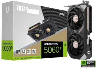 Видеокарта Zotac PCI-E 5.0 RTX 5060 Ti 8GB AMP NVIDIA GeForce RTX 5060TI 8Gb 128bit GDDR7 2632/28000 HDMIx1 DPx3 HDCP Ret - купить недорого с доставкой в интернет-магазине
