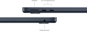 Ноутбук Apple MacBook Air A3113 M3 8 core 16Gb SSD256Gb/8 core GPU 13.6" Liquid Retina (2560x1664) macOS midnight WiFi BT Cam (MC8K4LL/A) - купить недорого с доставкой в интернет-магазине