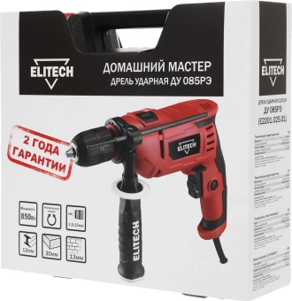 Дрель ударная Elitech ДУ 085РЭ 850Вт патрон:быстрозажимной реверс (204025) - купить недорого с доставкой в интернет-магазине