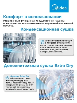 Посудомоечная машина Midea MFD45S050S серебристый (узкая) - купить недорого с доставкой в интернет-магазине