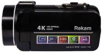 Видеокамера Rekam Allure zoom 1100 черный 10x 3" Touch LCD 4K 125Mb SD+SDHC Flash/Flash - купить недорого с доставкой в интернет-магазине