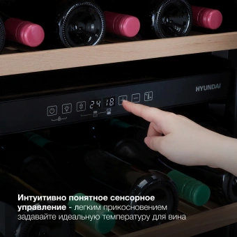 Винный шкаф Hyundai HBWC 1765 DC 1-нокамерн. черный - купить недорого с доставкой в интернет-магазине