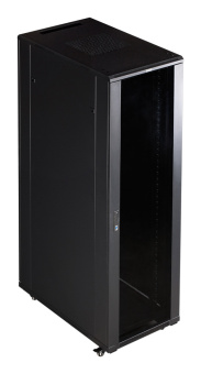 Шкаф серверный Lanmaster (TWT-CBB-42U-8X10-G1) напольный 42U 800x1000мм пер.дв.стекл задн.дв.двуст. 2 бок.пан. 800кг черный IP20 - купить недорого с доставкой в интернет-магазине