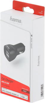 Автомобильное зар./устр. Hama H-1401660 12W 1.2A+1.2A 2xUSB универсальное черный (00173624) - купить недорого с доставкой в интернет-магазине