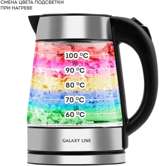 Чайник электрический Galaxy Line GL 0561 1.7л. 2200Вт серебристый корпус: стекло/пластик (ГЛ0561) - купить недорого с доставкой в интернет-магазине
