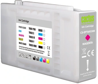 Картридж струйный Cactus CS-EPT693300 T6933 пурп.пигм. (350мл) для Epson SureColor SC-T3000/T3070/T3200/T5000/5200 с чипом - купить недорого с доставкой в интернет-магазине