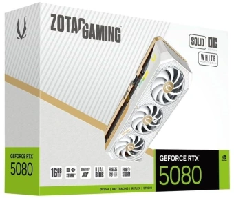 Видеокарта Zotac PCI-E 5.0 RTX 5080 SOLID OC WHITE ED NVIDIA GeForce RTX 5080 16Gb 256bit GDDR7 2640/30000 HDMIx1 DPx3 HDCP Ret - купить недорого с доставкой в интернет-магазине