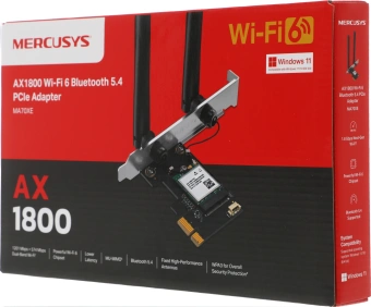 Сетевой адаптер Wi-Fi + Bluetooth Mercusys MA70XE AX1800 PCI Express (ант.внеш.несъем.) 2ант. - купить недорого с доставкой в интернет-магазине